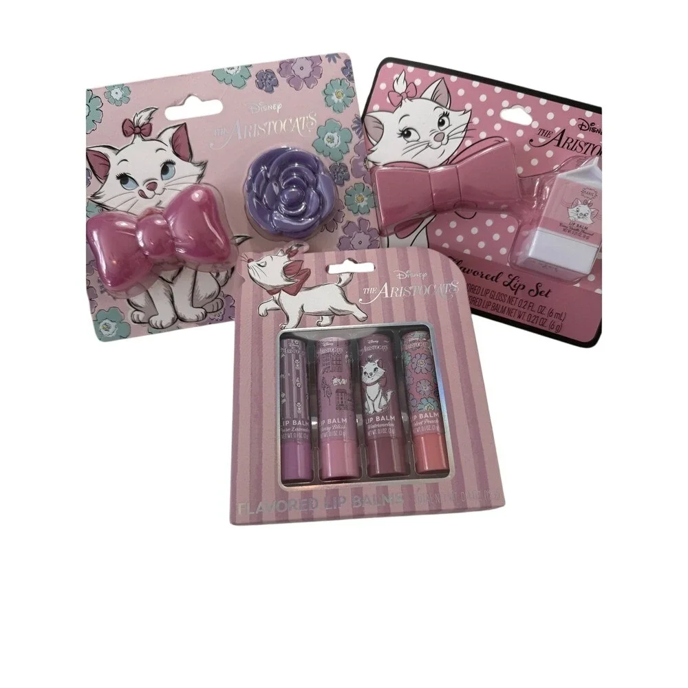 Disney The Aristocats Marie Lip Balm Gloss Set Bundle‎ 3pk Taste Beauty Pink